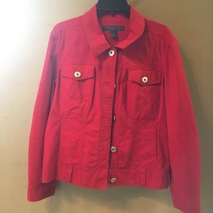 red denim jacket